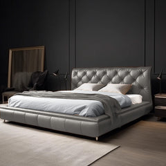 Walnut Leather Bed