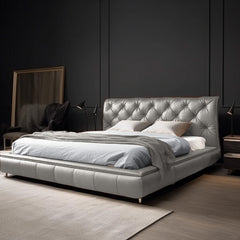 Walnut Leather Bed