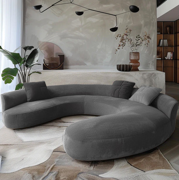 Chenille Curved Sofa