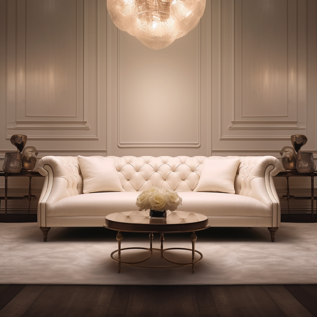Whispering White Velvet Sofa