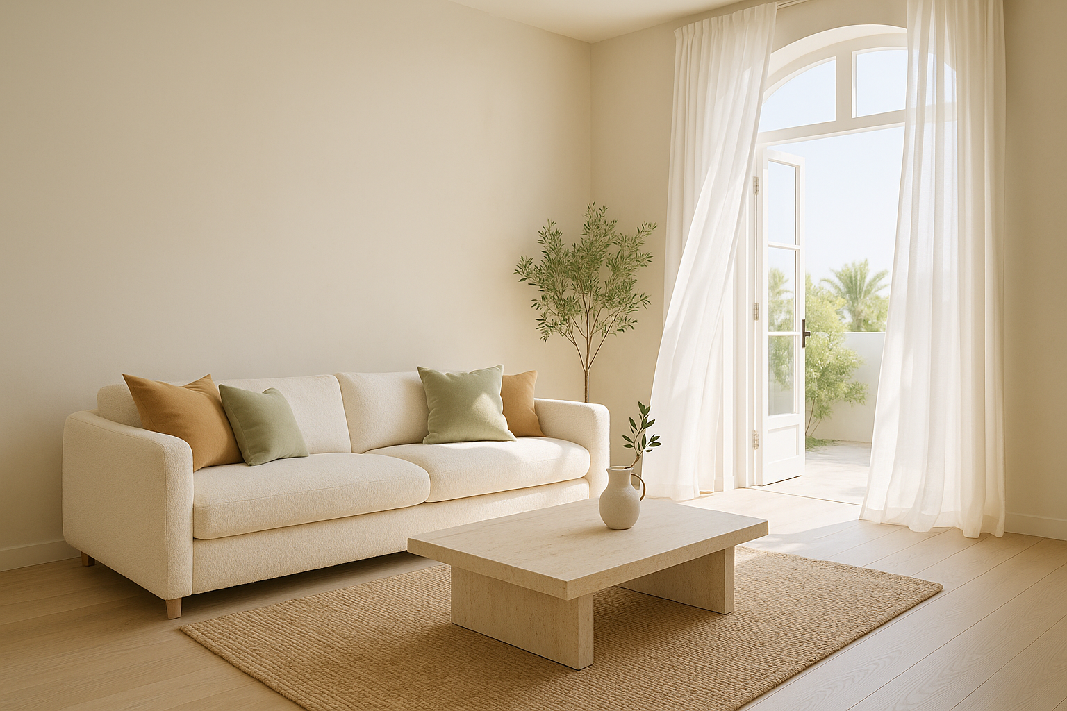 Cool, calm summer living room