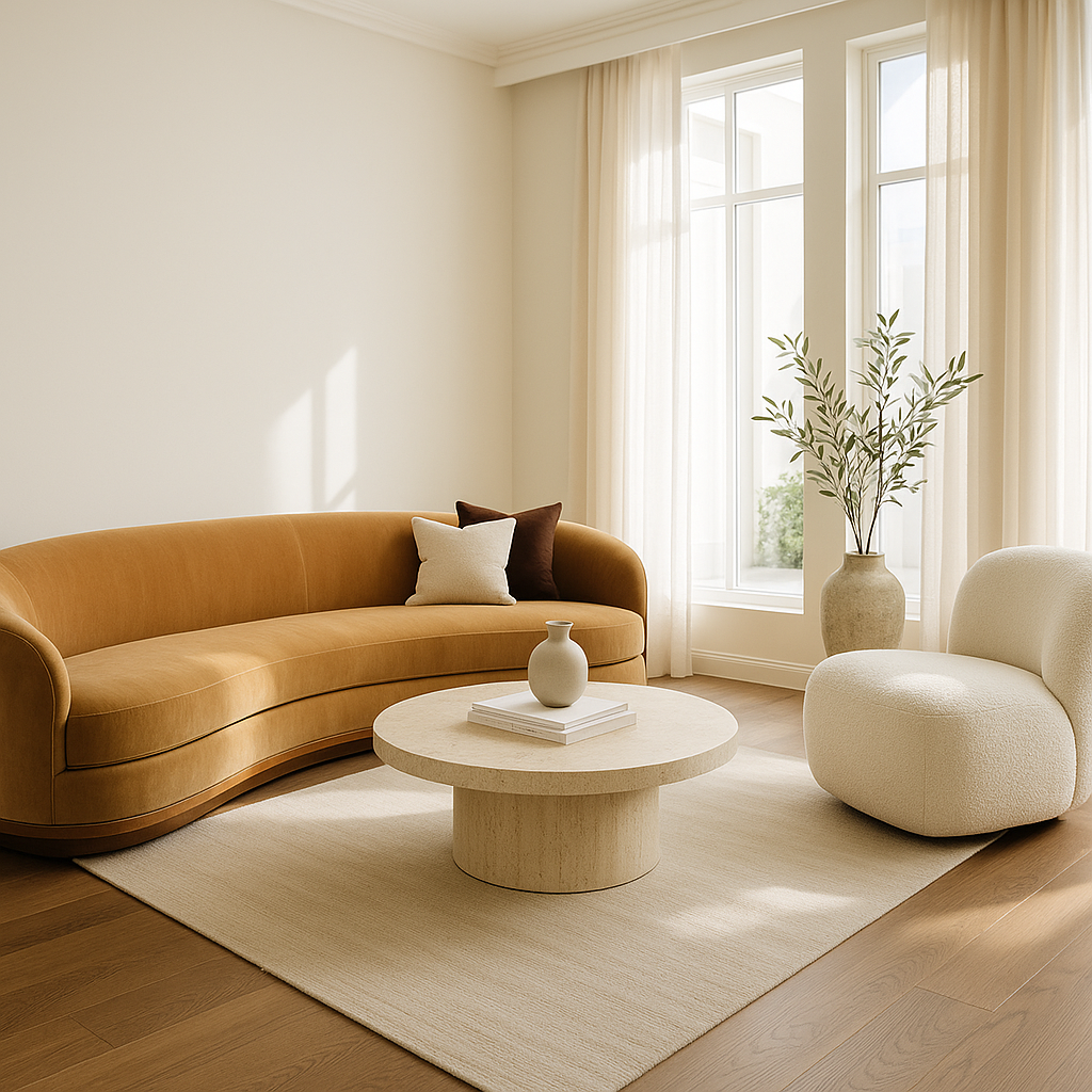 Curved sofa living room