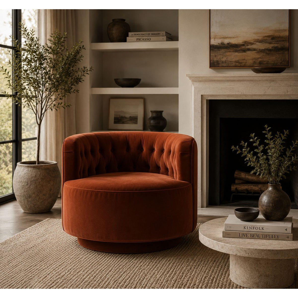 Marrakech Tufted Swivel Arm Chair