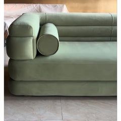 Tokyo 3 Seater Velvet Curved Green Sofa