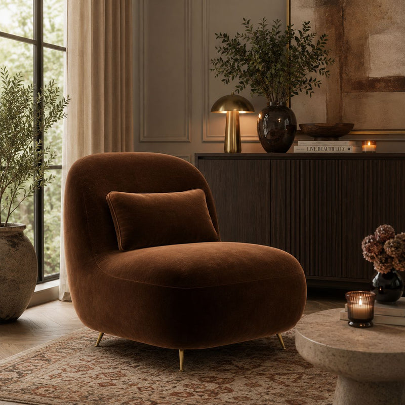 Bordeaux Velvet Slipper Arm Chair