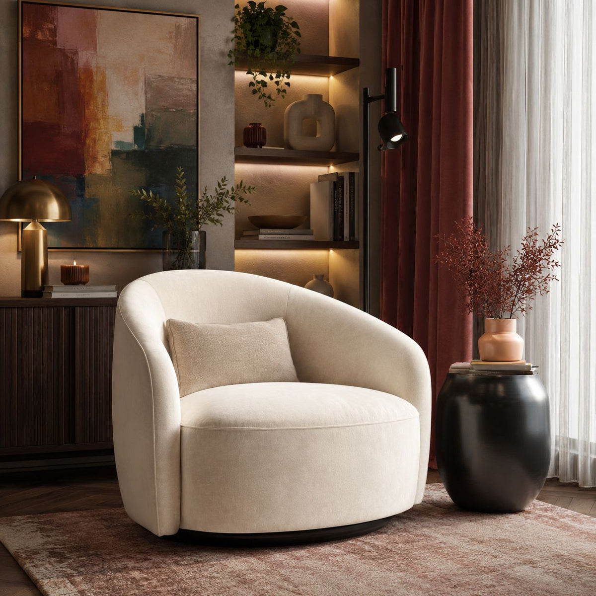 Aspen Bouclé Swivel Arm Chair