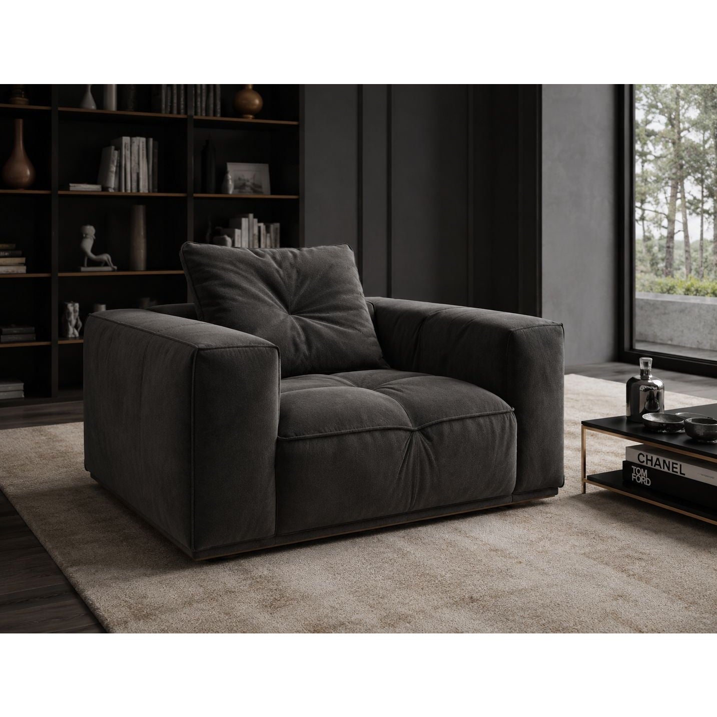 Onyx Velvet Arm Chair