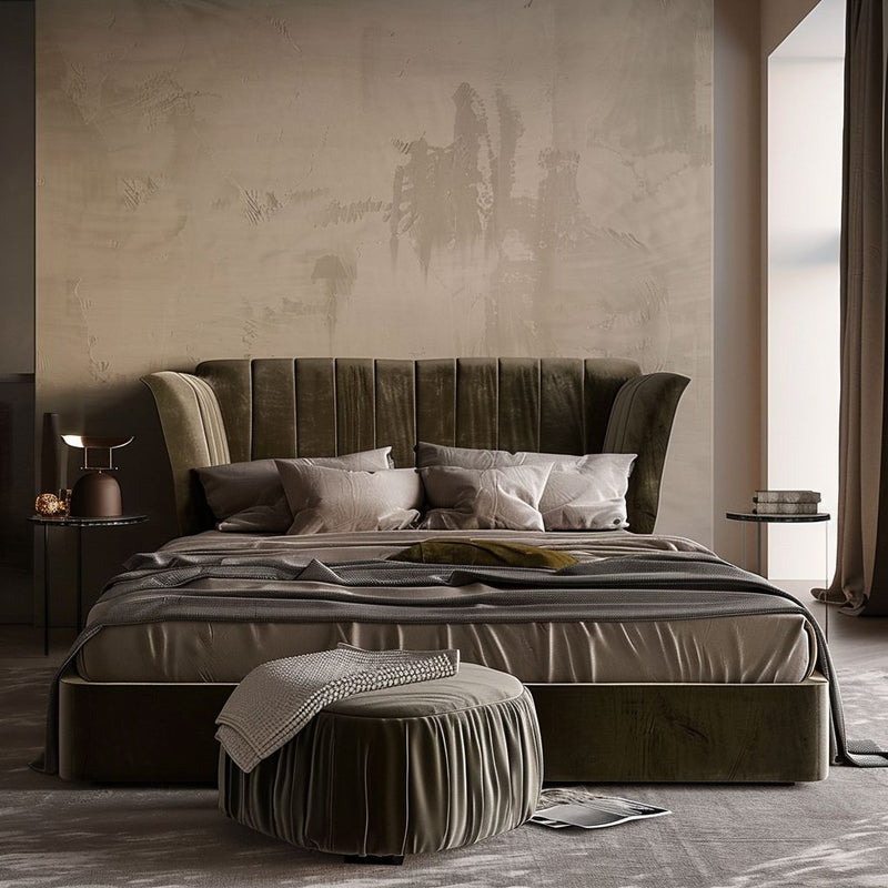 Velar Suede Bed + Foot stool