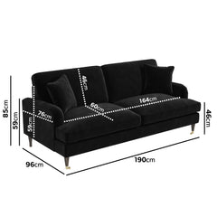 Veloura Velvet Black Sofa