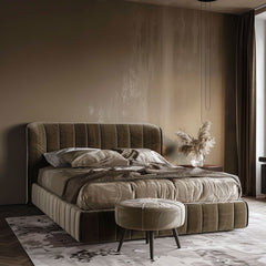 Vin Suede Bed + Foot stool