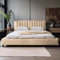 Pine Leather Bed