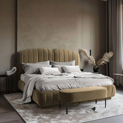 Ember Suede Bed + Foot stool