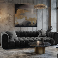 Opus Rex Black Velvet Sofa