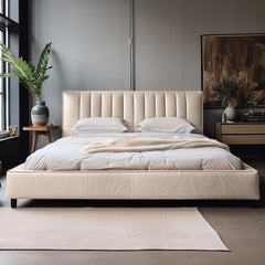 Pine Leather Bed