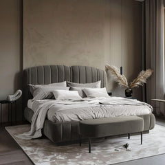 Ember Suede Bed + Foot stool