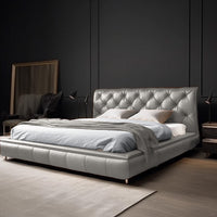 Walnut Leather Bed
