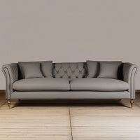 Chesterfield 3 seater Sofa Dark Cream with Gold Metal Legs