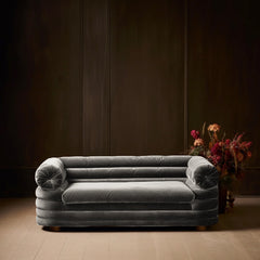 Tokyo 3 Seater Velvet Curved Chocolate Sofa