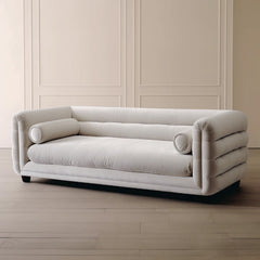 Tokyo 3 Seater Velvet Curved Cream Sofa