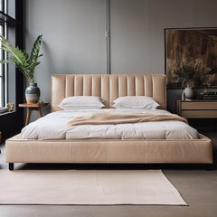 Pine Leather Bed