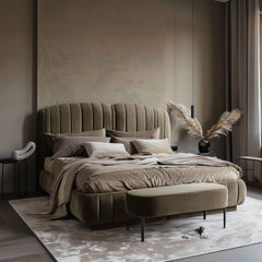 Ember Suede Bed + Foot stool