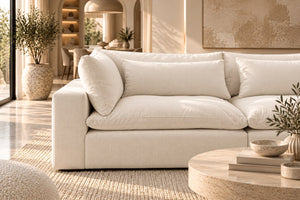Feather-filled seat and back cushions of the Cloud Nine Modular Sofa