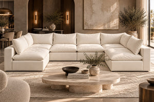 Cloud Nine Modular Sofa as a U-shape in ivory fabric