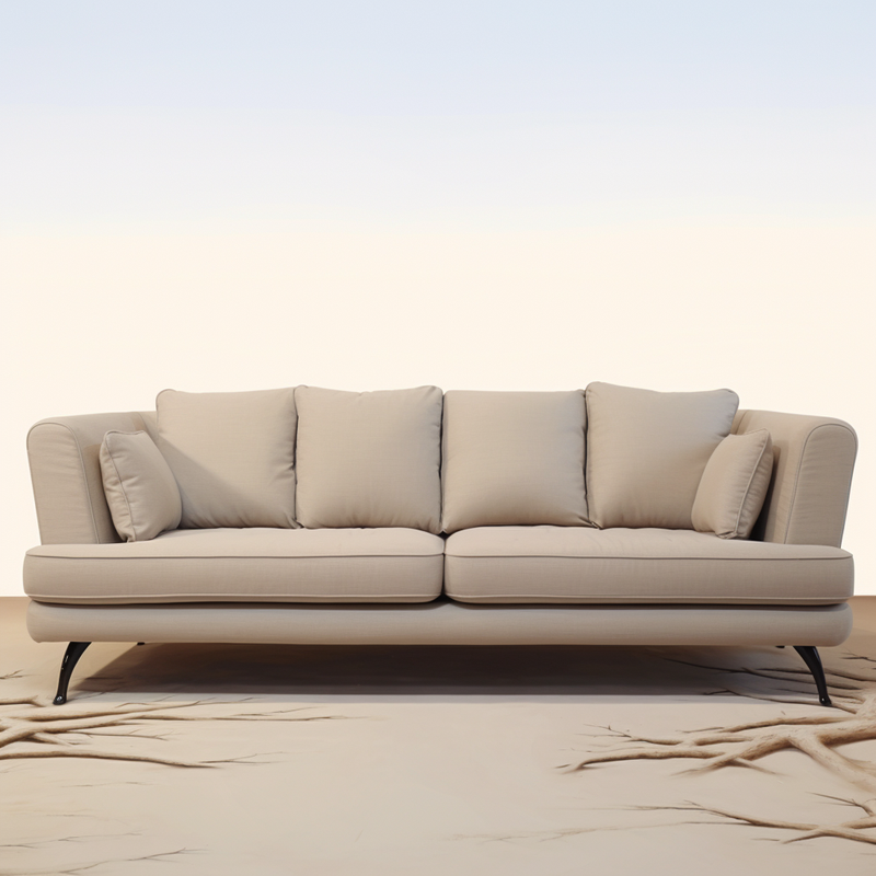 Cresent 3 Seater Beige Sofa