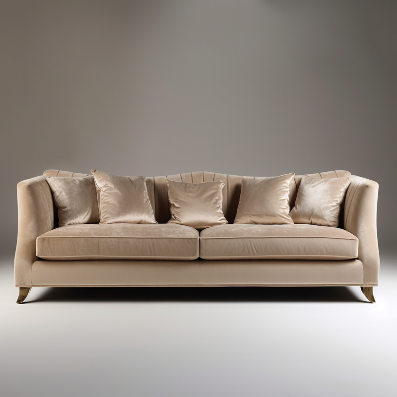 Holly Collection Beige Velvet Sofa