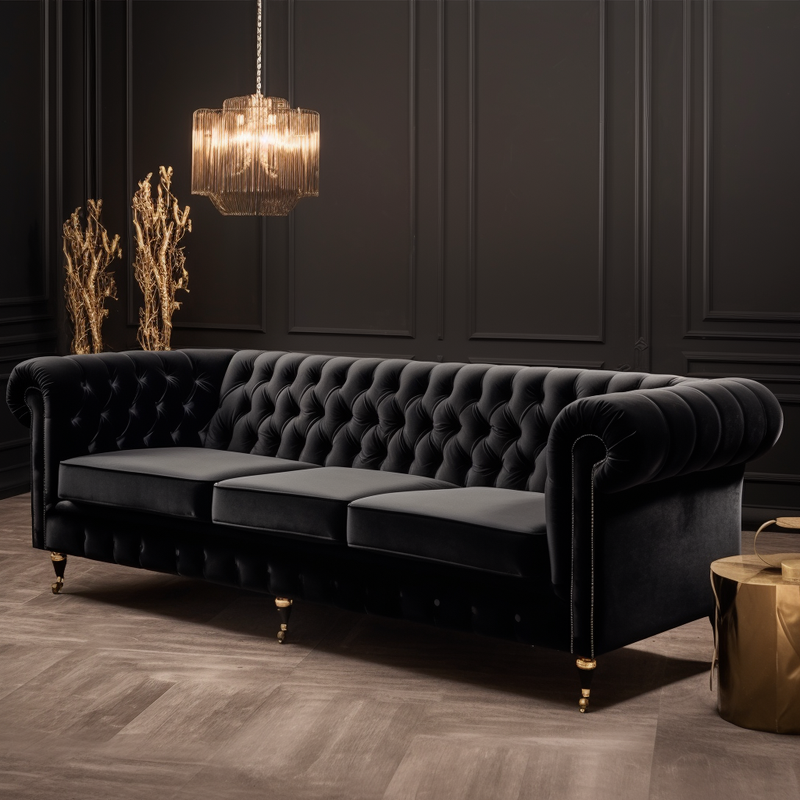 Magnolia Velvet Black Sofa