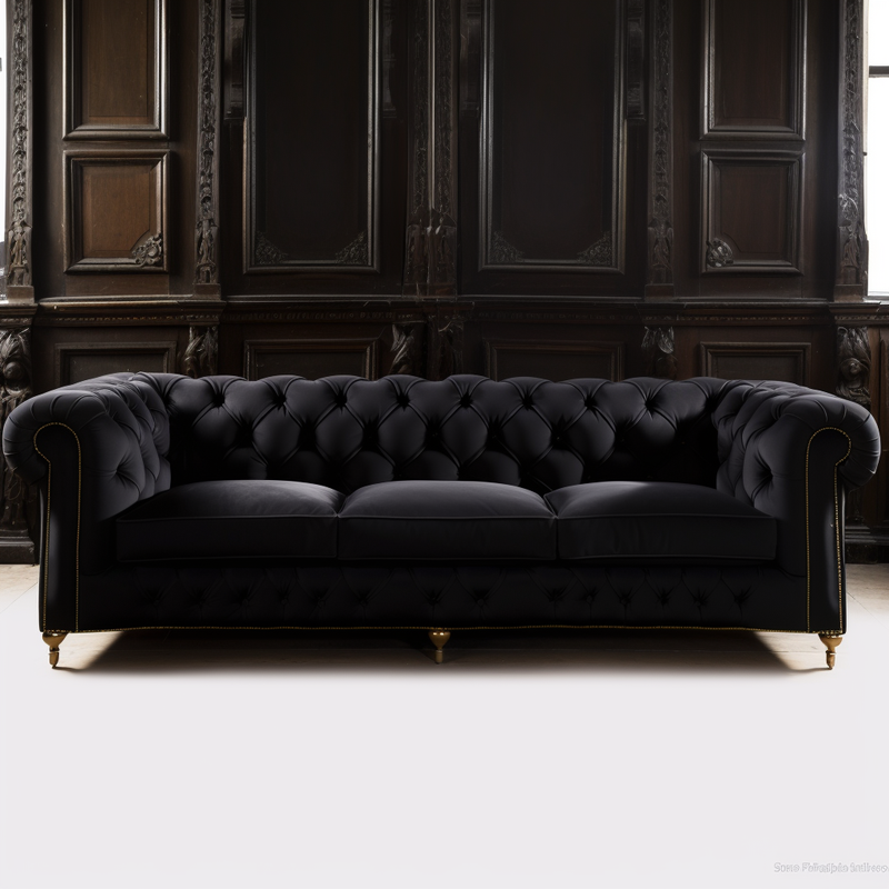 Chesterfield 3 seater Black Sofa