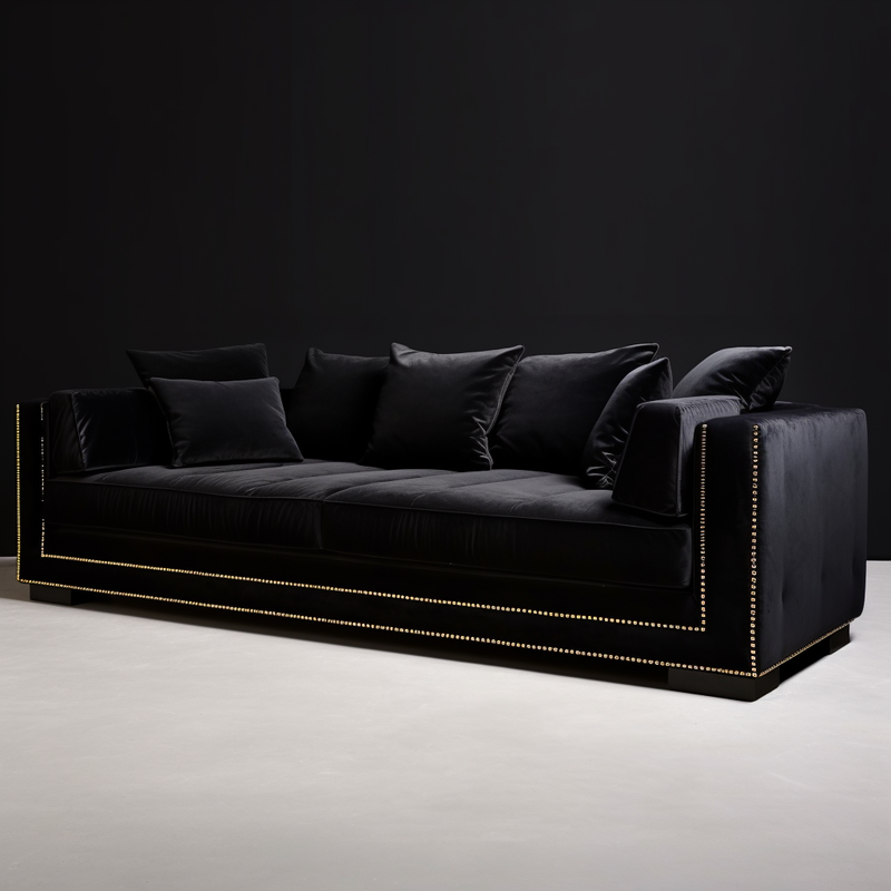 Harrington Collection Black Velvet Sofa