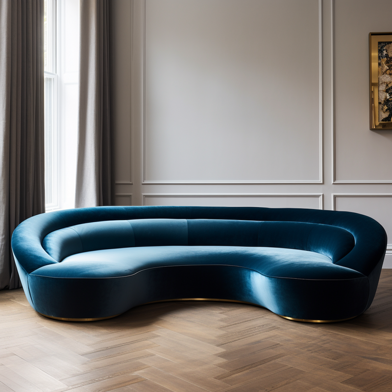 Tamarind Velvet Curved Sofa