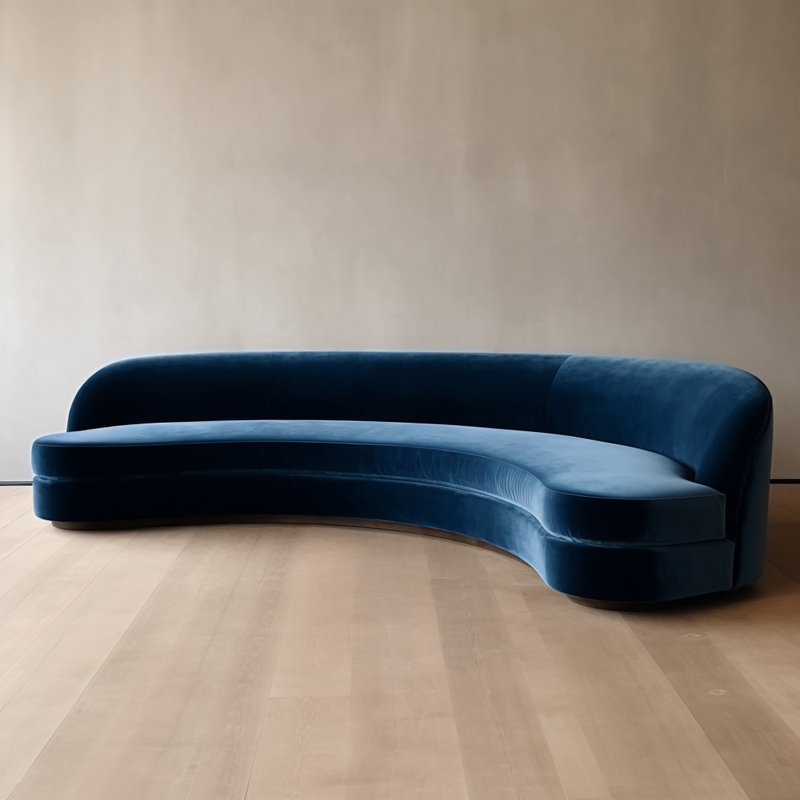 Florence Blue Velvet Curved Sofa