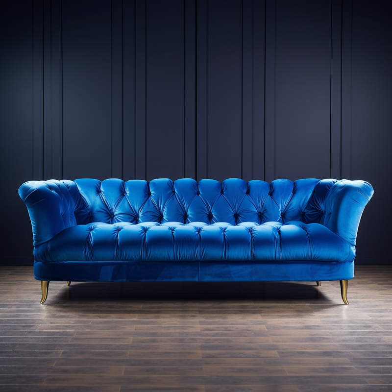 Daisy 3 Seater Blue Velvet Sofa