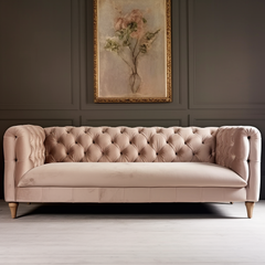 Chesterfield Collection 3 Seater Beige Sofa