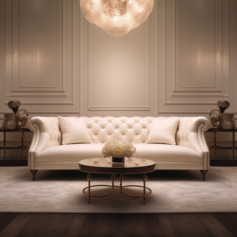 Whispering White Velvet Sofa