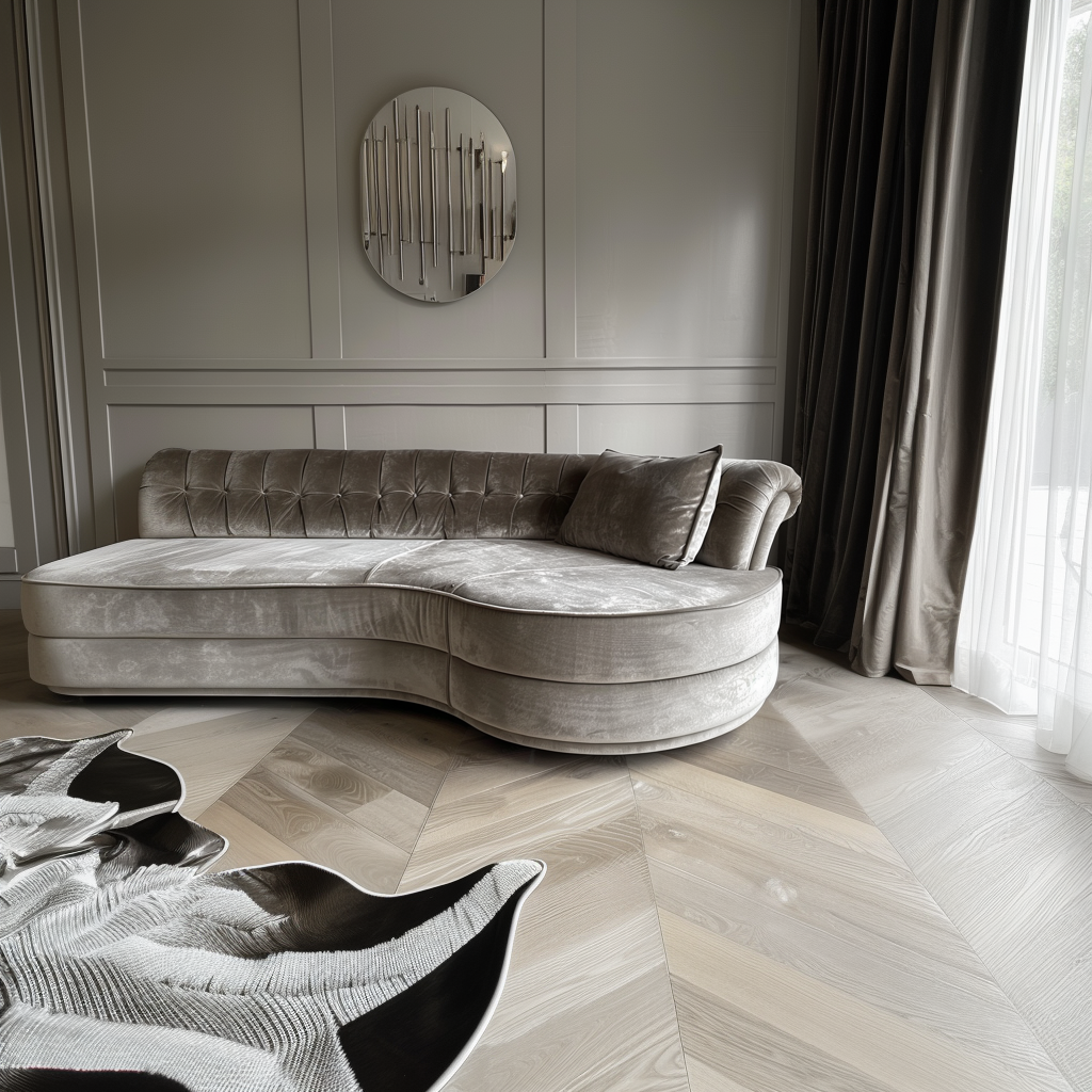 Rora Villy Tan Velvet Sofa