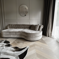 Rora Villy Tan Velvet Sofa