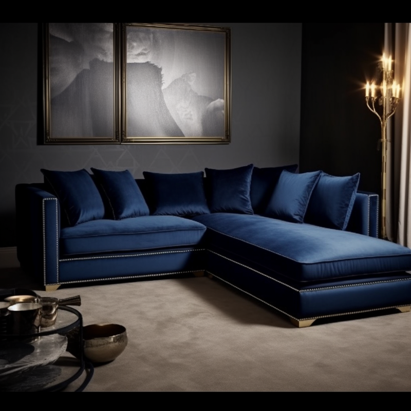 Alma Blue Corner Sofa