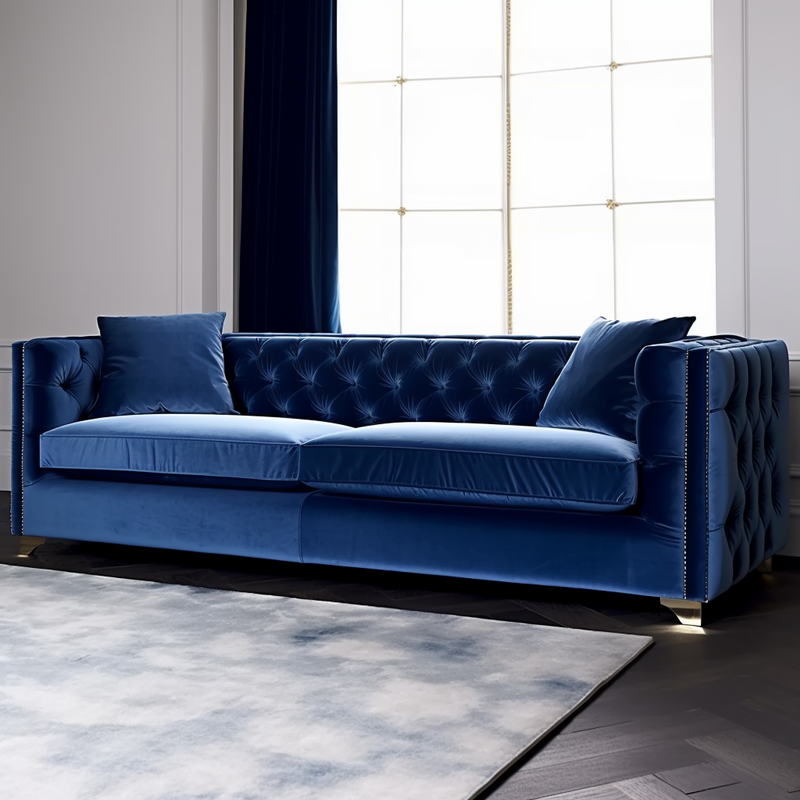 Chilton Collection Dark Blue Velvet Sofa