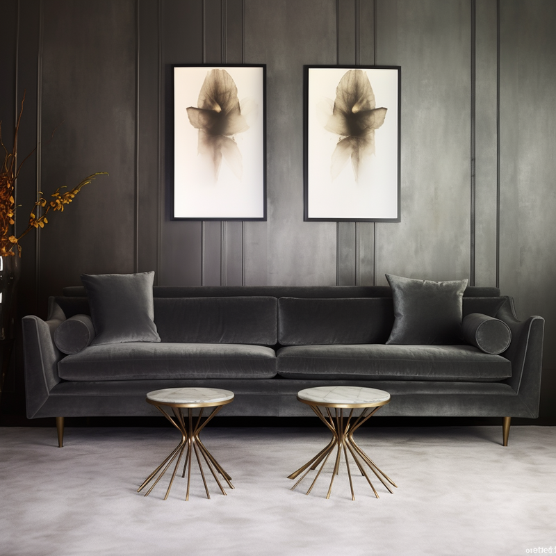 Abachi Grey Velvet Sofa