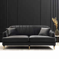 Kowhai Velvet Dark Grey Sofa