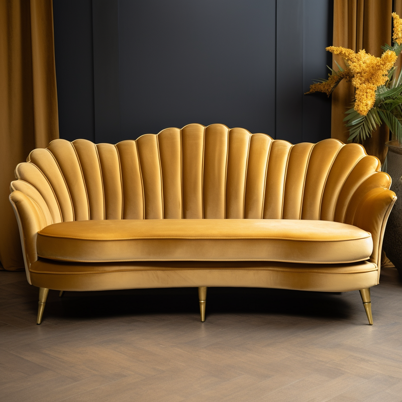 Buxton Collection Gold Velvet Sofa