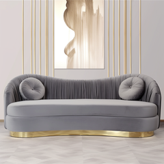 Paris Collection 2 & 3 Seat Pleated Grey Velvet Sofa