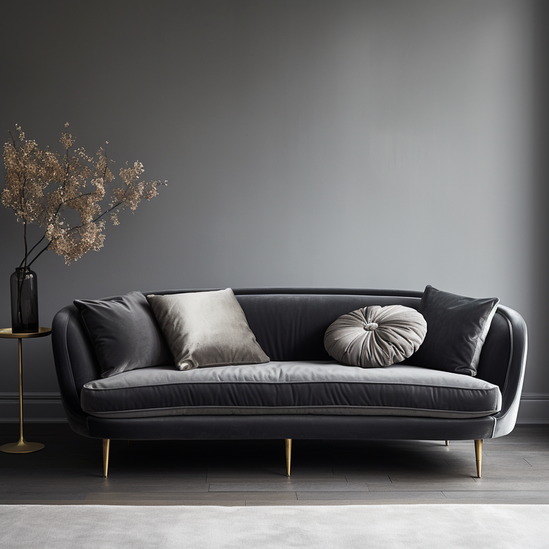 Buxton Collection Grey Velvet Sofa