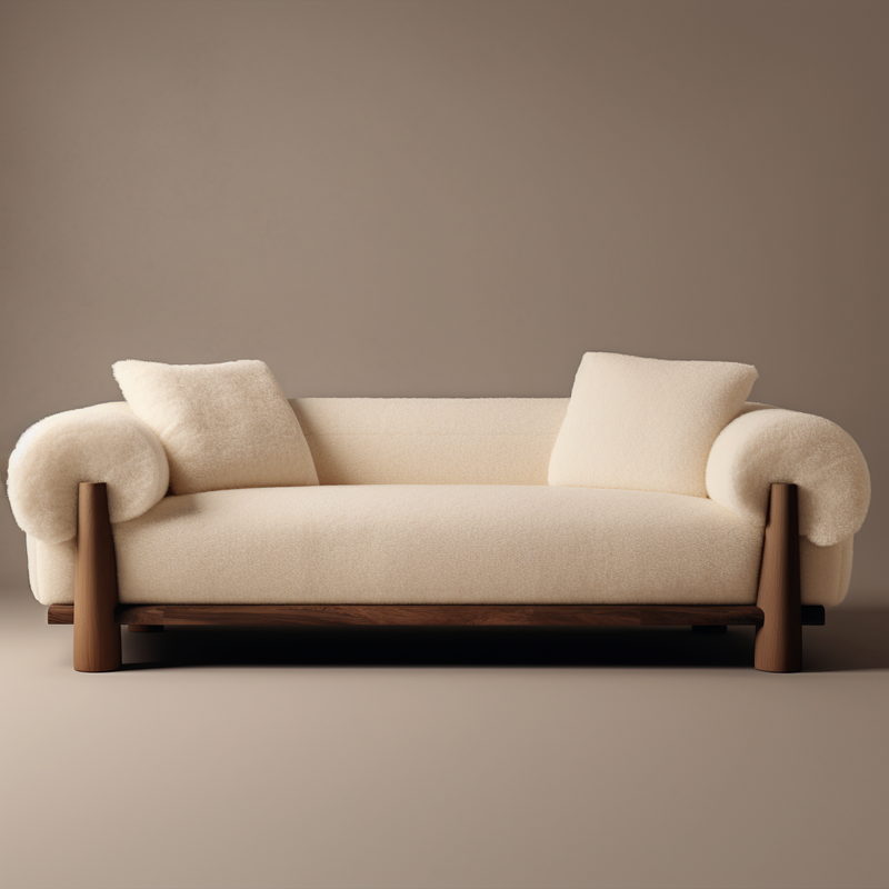 Abbey 3 Seater Walnut Boucle Sofa