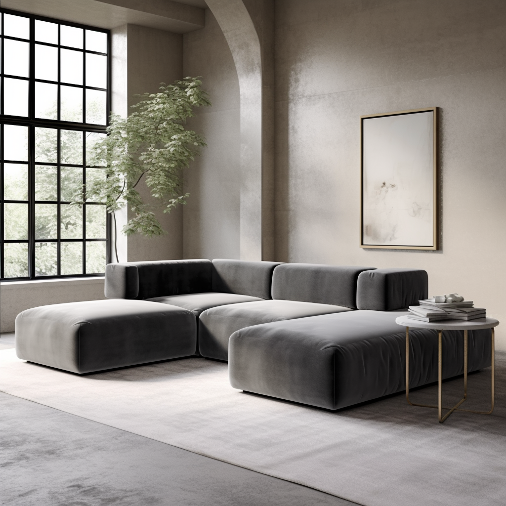 Willow L Shaped Modular Velvet Sofa Blue 155cm x 222cm x 67cm