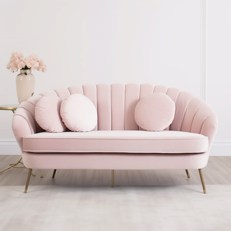 Buxton Collection Pink Velvet Sofa