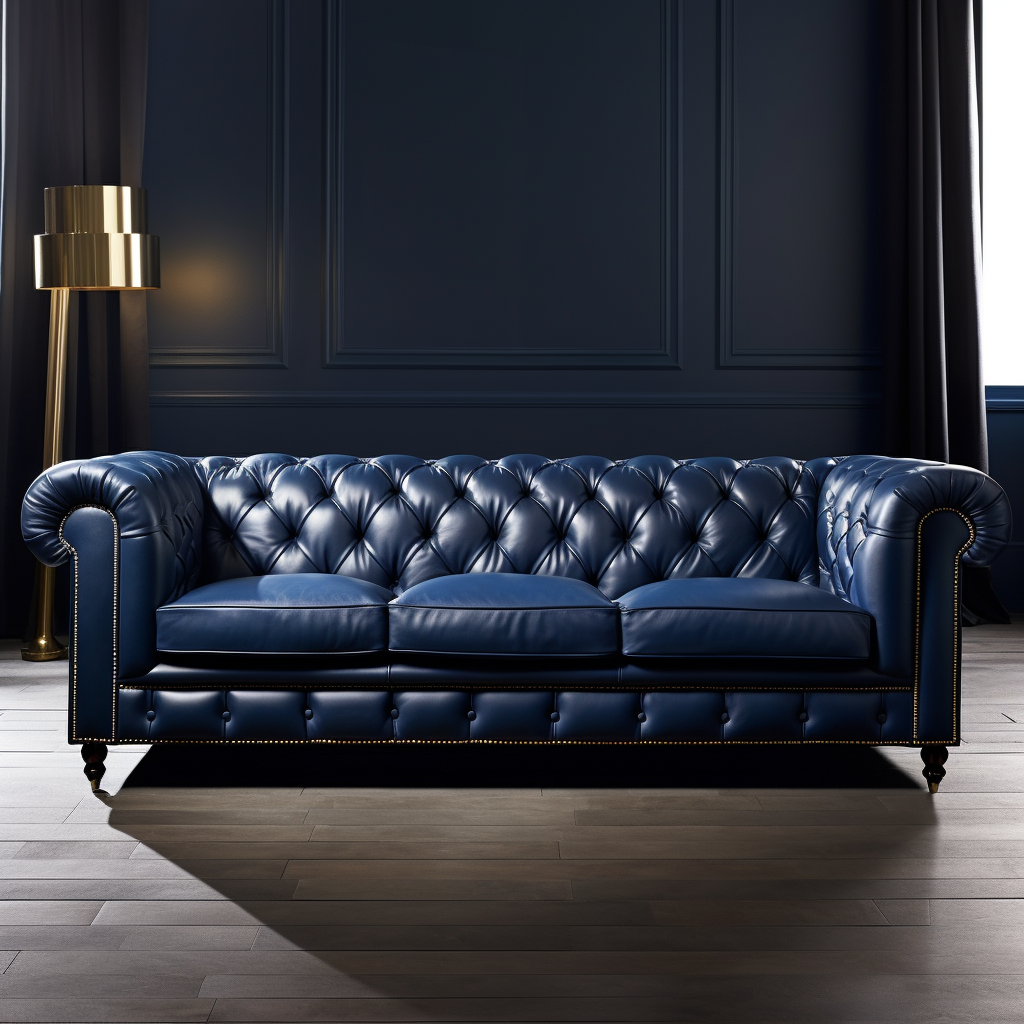 Chesterfield 3 seater Sofa Navy Blue Nader